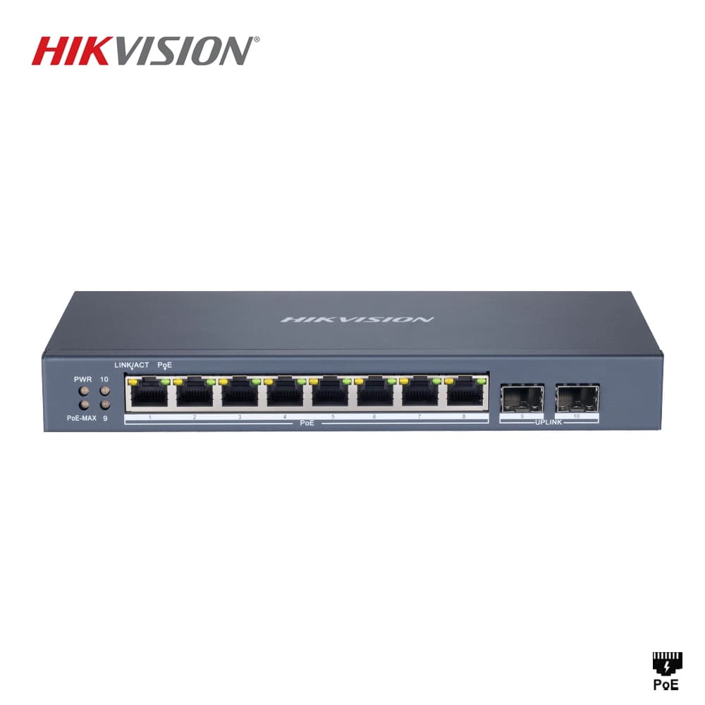 Hikvision DS-3E1510P-SI 8 Port Yönetilebilir Gigabit PoE Switch - Image 1