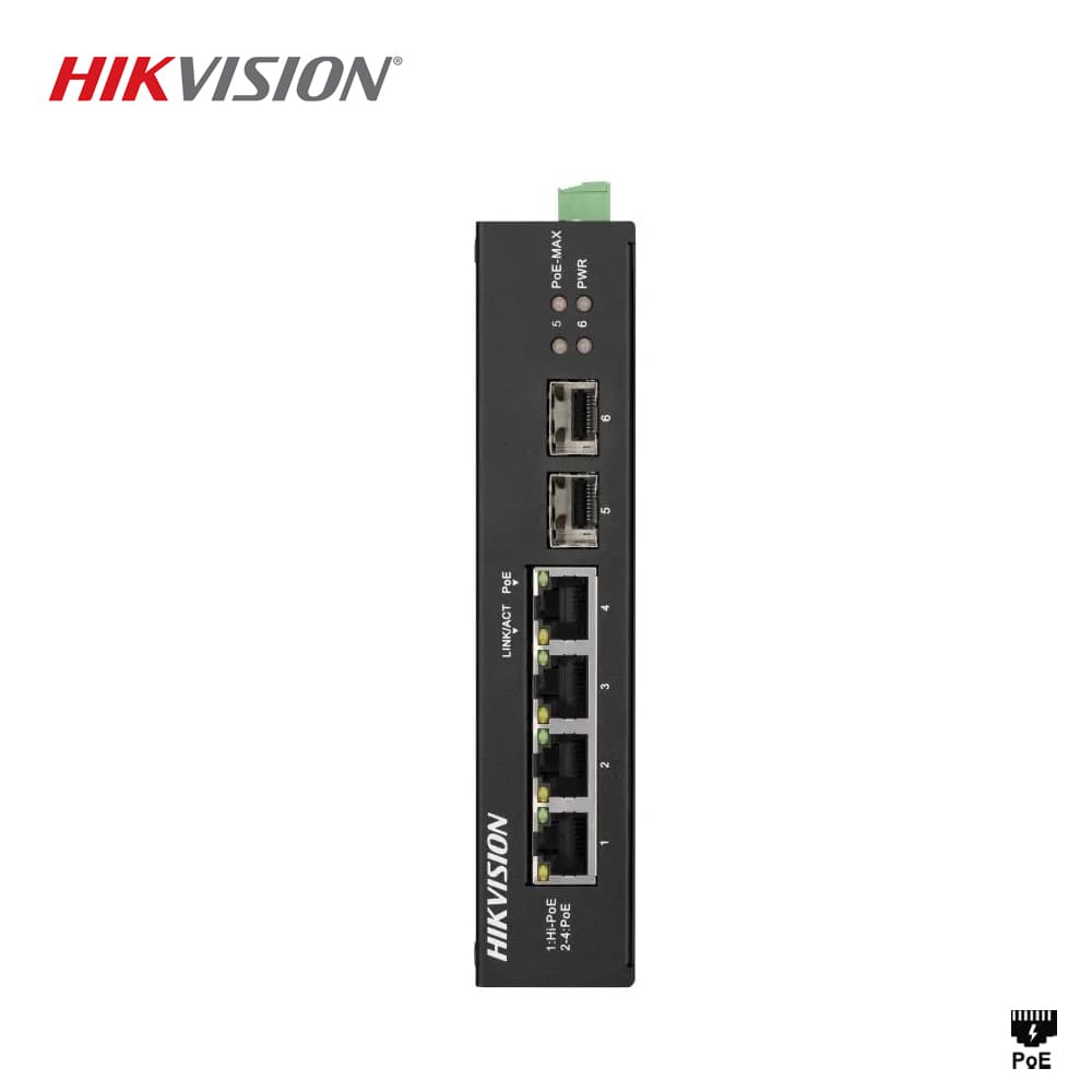 Hikvision DS-3T0506HP-E/HS 4 Port Endüstriyel Gigabit PoE Switch - Image 1